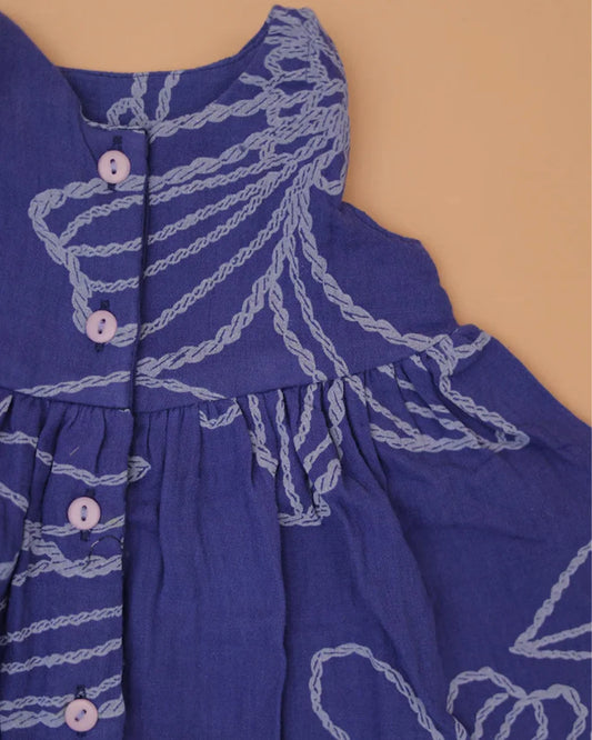 Dark Blue Floral Frock