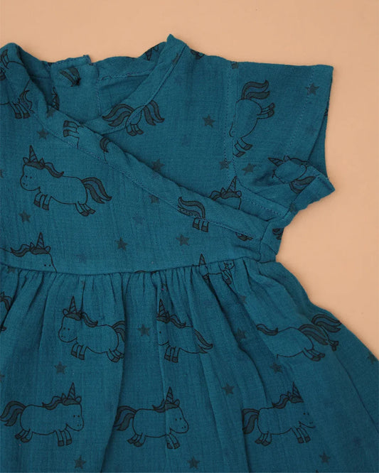Teal Blue Unicorn Frock