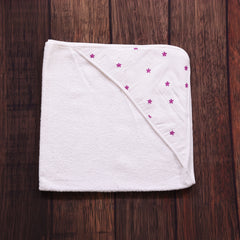 HOODED TOWEL- PINK FLORAL  PRINT