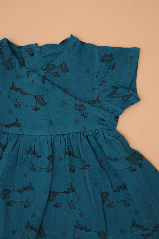 Teal Blue Unicorn Frock