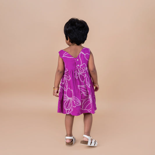 Magenta Big Floral-V neck