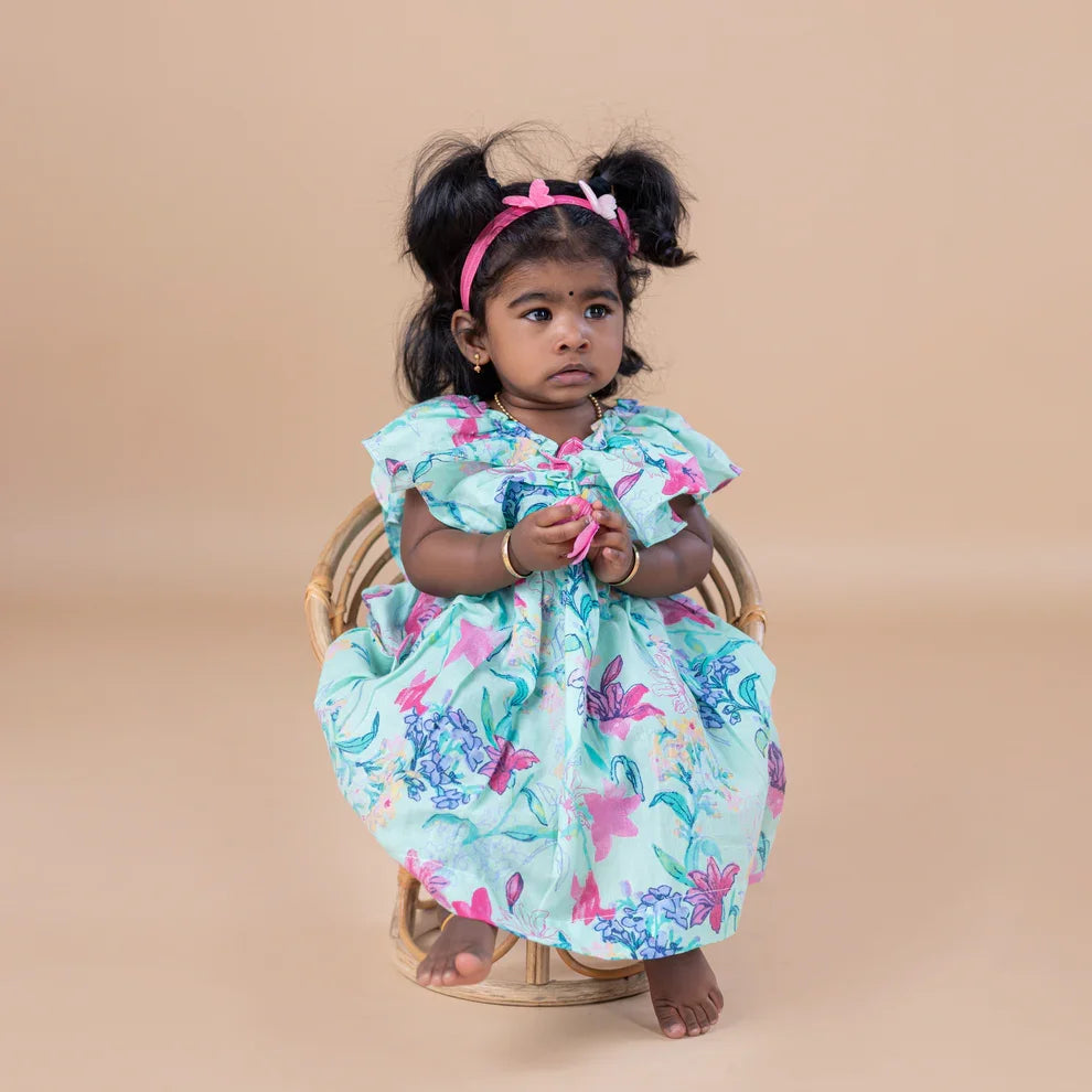 Butterfly sky blue Frock