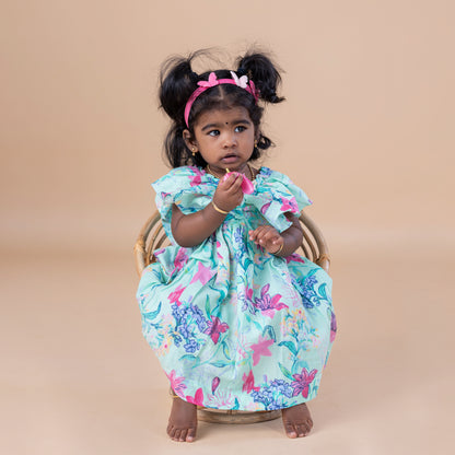 Butterfly sky blue Frock