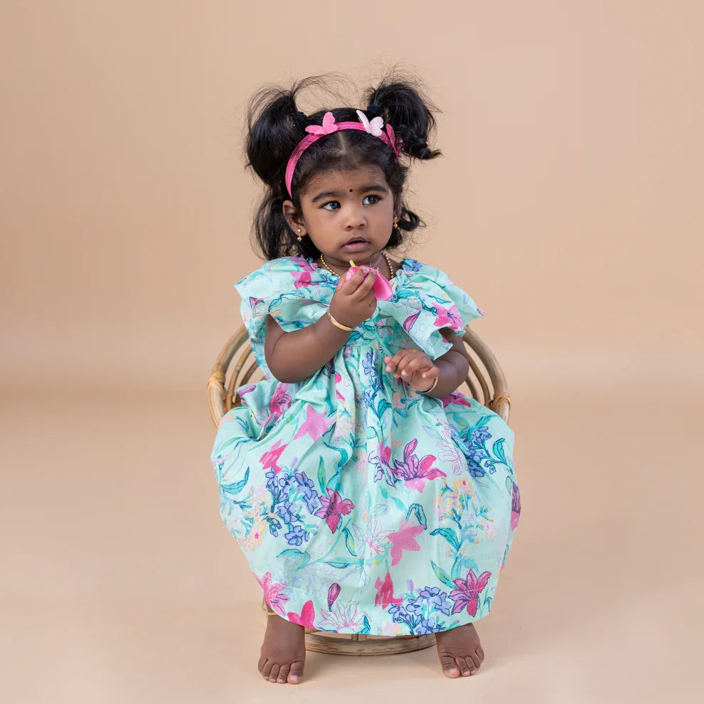 Butterfly sky blue Frock
