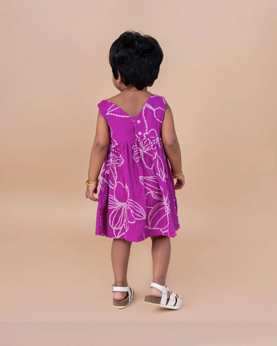 Magenta Big Floral-V neck