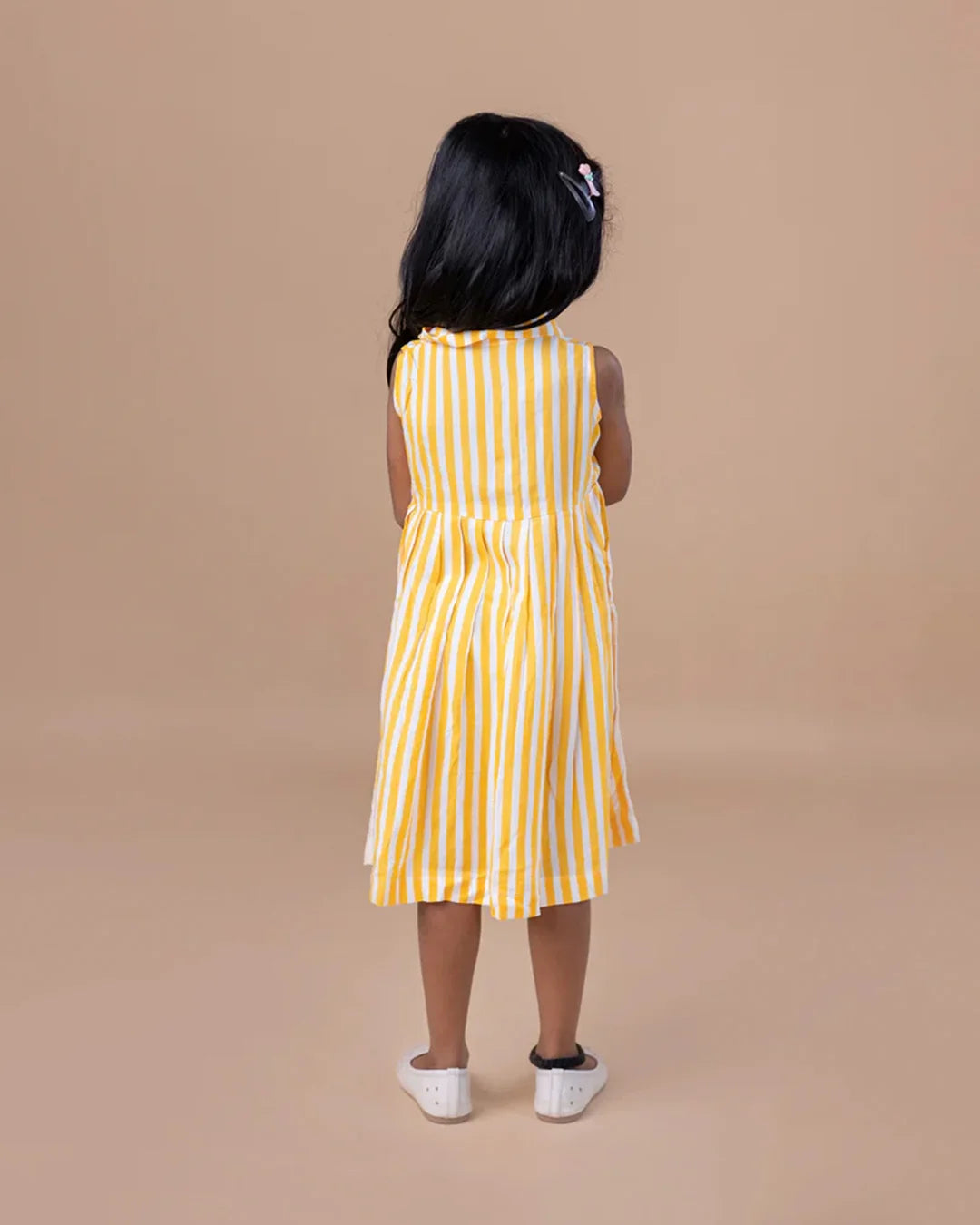 Collared Yellow Stripes Frock