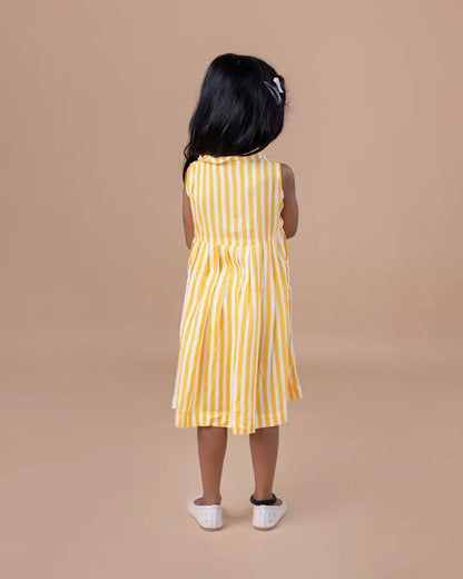 Collared Yellow Stripes Frock