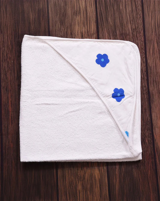 HOODED TOWEL- BLUE FLORAL  PRINT