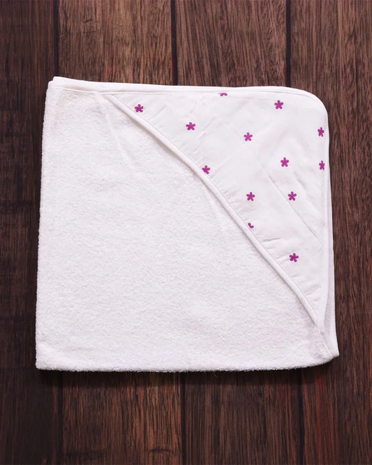 HOODED TOWEL- PINK FLORAL  PRINT