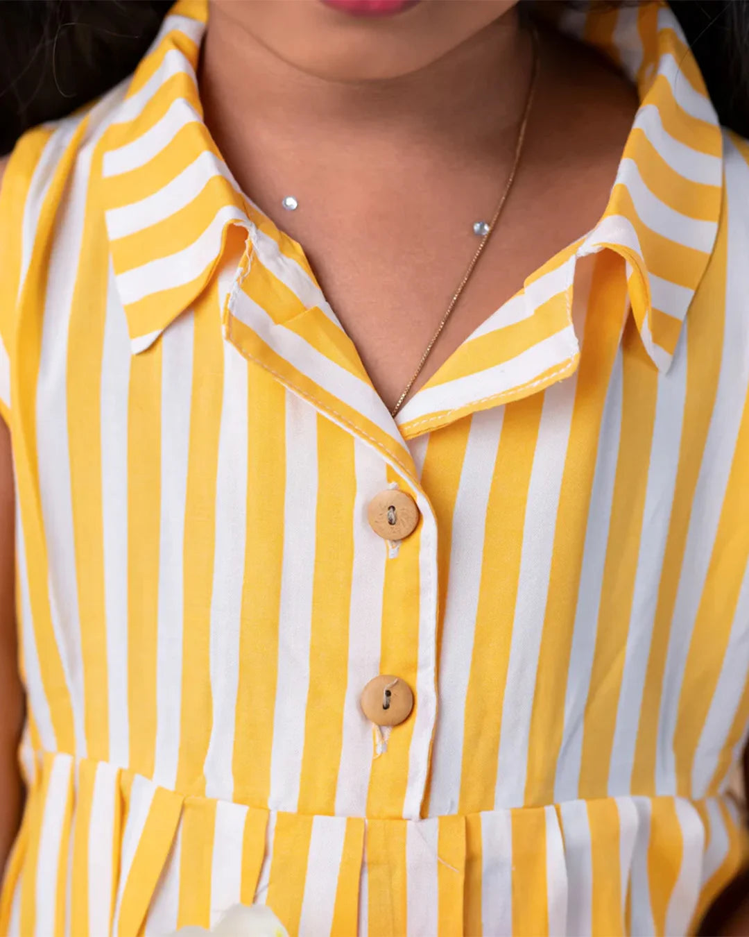 Collared Yellow Stripes Frock
