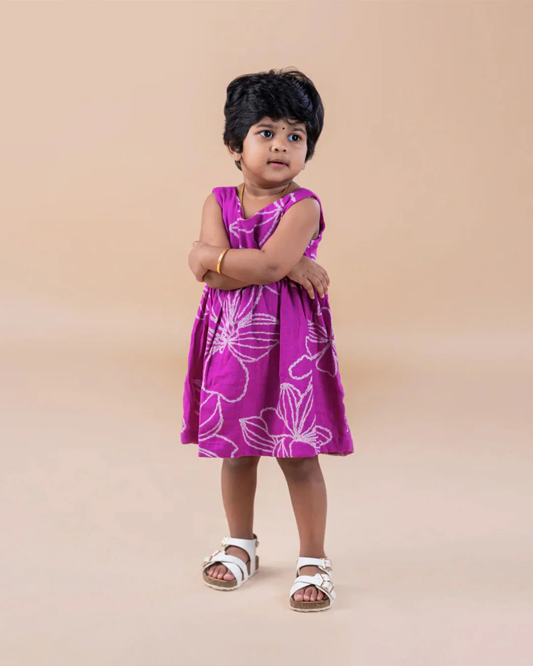 Magenta Big Floral-V neck