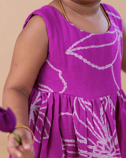 Magenta Big Floral-V neck