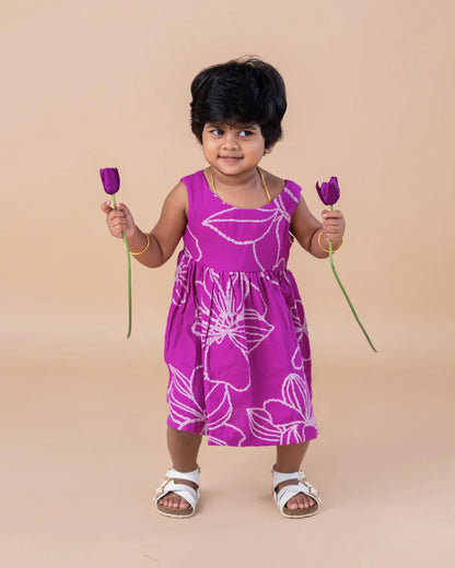 Magenta Big Floral-V neck