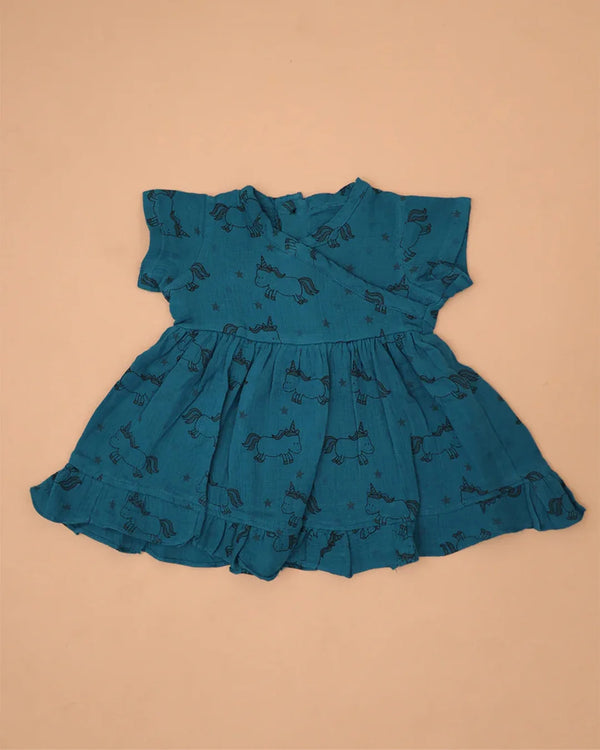 Teal Blue Unicorn Frock