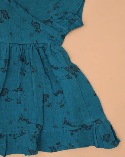 Teal Blue Unicorn Frock