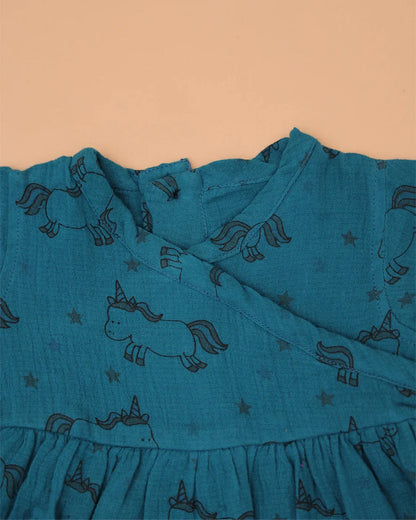 Teal Blue Unicorn Frock