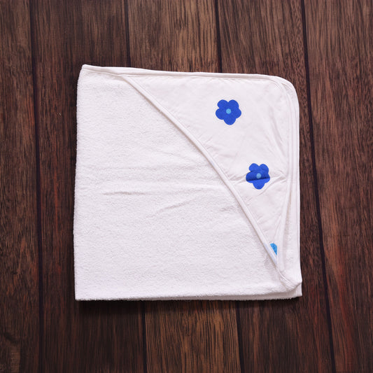 HOODED TOWEL- BLUE FLORAL  PRINT