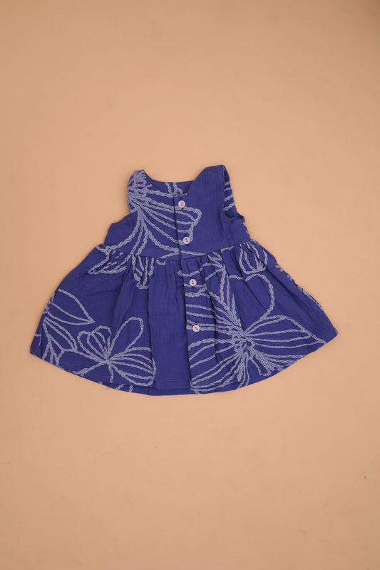 Dark Blue Floral Frock